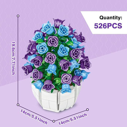 Bellflower Bouquet Building Block Set, 526 Pcs Mini Building Block Bouquet Building Block Set, Flower Building Toys, Creative Building Block Plant Series, Gift for Adults and Kids