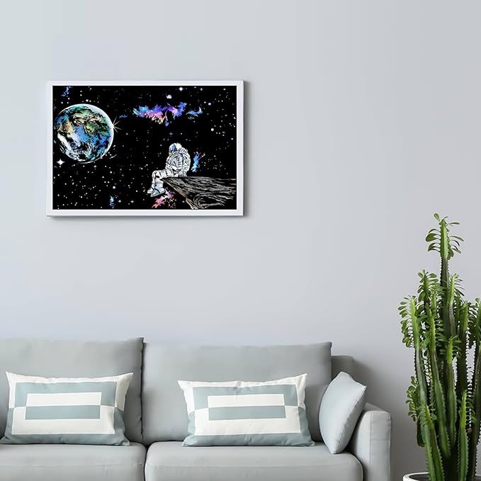 3 Pack Scratch Art Paper Set (16"x11.2") Space Series Series Creative Rainbow Sketches Engraving Craft Kit for Kids & Adults - Cosmos, Astronauts, Starry Sky Painting - 5 Tools: Drawing Pens, Brush