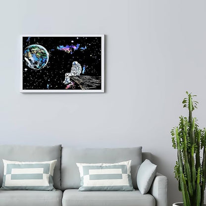 3 Pack Scratch Art Paper Set (16"x11.2") Space Series Series Creative Rainbow Sketches Engraving Craft Kit for Kids & Adults - Cosmos, Astronauts, Starry Sky Painting - 5 Tools: Drawing Pens, Brush