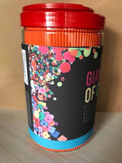 MOISO Kids Crafts and Art Supplies Jar Kit - 560+ Piece Set - Make Bracelets and Necklaces - Plus Glitter Glue, Construction Paper, Colored Popsicle Sticks, Eyes, Pipe Cleaners…