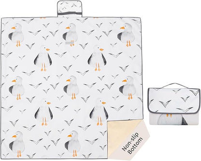 Insular Baby Splat Mat for Under High Chair/Arts/Crafts, Anti Slip and Waterproof Splash Mat for Floor, Portable Picnic Mat, 51x51 Inch, Seagull