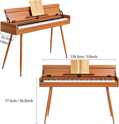 UISCOM 88 Key Weighted Digital Piano - Wooden Desk Electric Piano Transforms Between Desk and Vanity - Progressive Hammer-Action Keyboard, Perfect for Beginners with MIDI Functionality