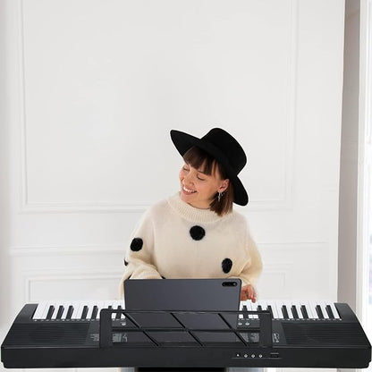61 Key Keyboard Piano for Beginners with Lighted Keys & Pro Teaching Modes,Includes Stand, Bench, Microphone, Music Stand,70 Demos, 200 Rhythms/Tones, Gift for Beginners