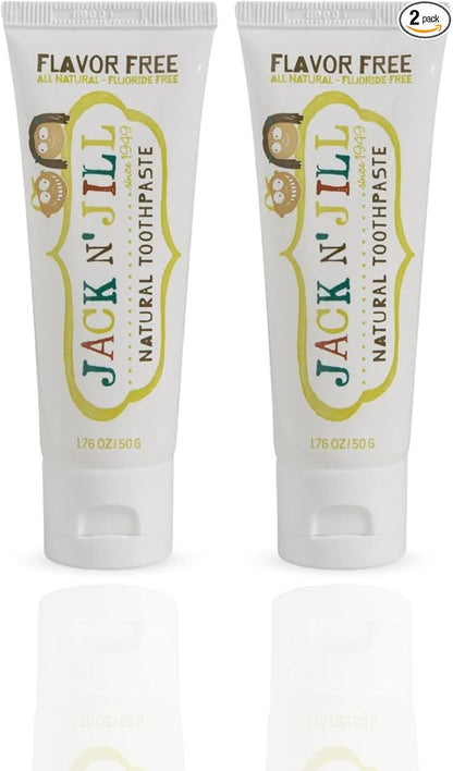 Jack N' Jill Natural Toddler Toothpaste for Baby, Kids and Infants 6 Months & Up, Fluoride Free Training Toothpaste for Toddlers 1-3 (1.76 Fl Oz (Pack of 2), Flavor Free)