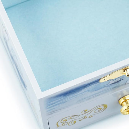 RR ROUND RICH DESIGN Kids Musical Jewelry Box with Drawer and Pretty Jewelry Set with Elegant Ballet Girl Theme - Swan Lake Tune White