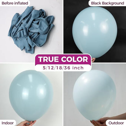 Bezente Dusty Blue Giant Balloons 36 Inch - 8 Pack Jumbo Haze Blue Balloons Large Round Latex Balloons for Bridal Shower Wedding Birthday Party Decorations