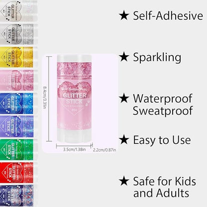 Mysense Pink Body Glitter Stick,Face Hair Glitter Makeup,Sparkling Mermaid Sequins Chunky Glitter Face Paint,Singer Concert Outfit Festival Rave Accessories for Women and Kids