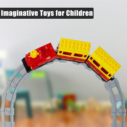 47-Piece Train Track Set,Classic Railway Tracks with 30 Curved Tracks,14 Straight Tracks,2 Switch Tracks,and 1 crossover track- Compatible with All Major Brands,Light Grey Toy Track Accessory for Kids