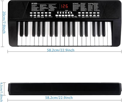 Piano Keyboard for Beginners, 37 Keys Kids PIano, Built-in 1200mA Rechargeable Battery Electronic Piano Keyboards Portable Music Keyboard Pianos with Mic LED Screen Teaching Gift for Beginner, Black