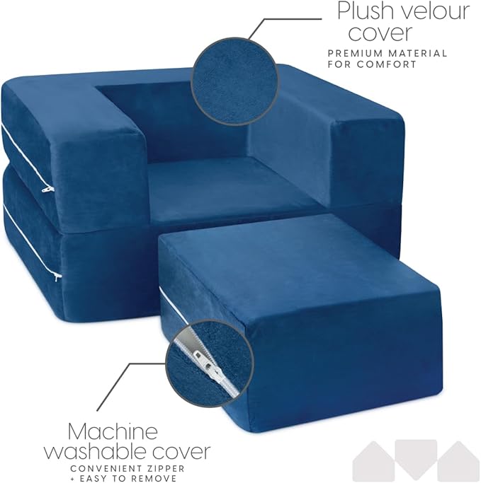 Milliard Kids Couch - Modular Kids Sofa for Toddler and Baby Playroom/Bedroom Furniture (Navy Small)