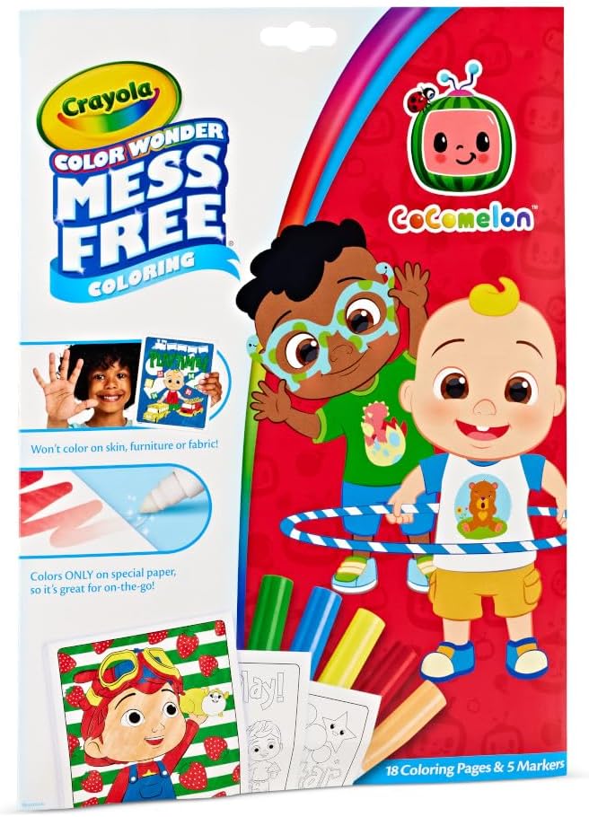 Crayola Cocomelon Color Wonder Coloring Set, Cocomelon Coloring Pages, Mess Free Coloring for Toddlers, Travel Activity, Gift for Kids