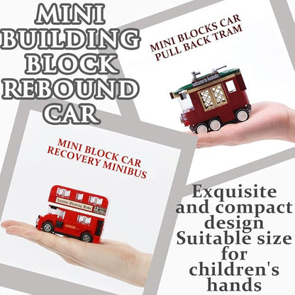 Pull Back Car Building Blocks Sets, Pull and Go Bus Model, 3D Assembly Vehicles for Boys and Girls Building Block Car Toys Party Favor for Kids Age 6 7 8 9 10, 407 Pieces