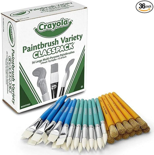 Crayola Paintbrush Variety Classpack, School Supplies, 36 Large Paint Brushes For Kids, Assorted