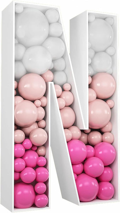 3FT Tall Mosaic Balloon Frame Letters Big Marquee Light Up Letters DIY Kit for Birthday Party Wedding Backdrop Decor Letter N Pre-Cut Foam Board