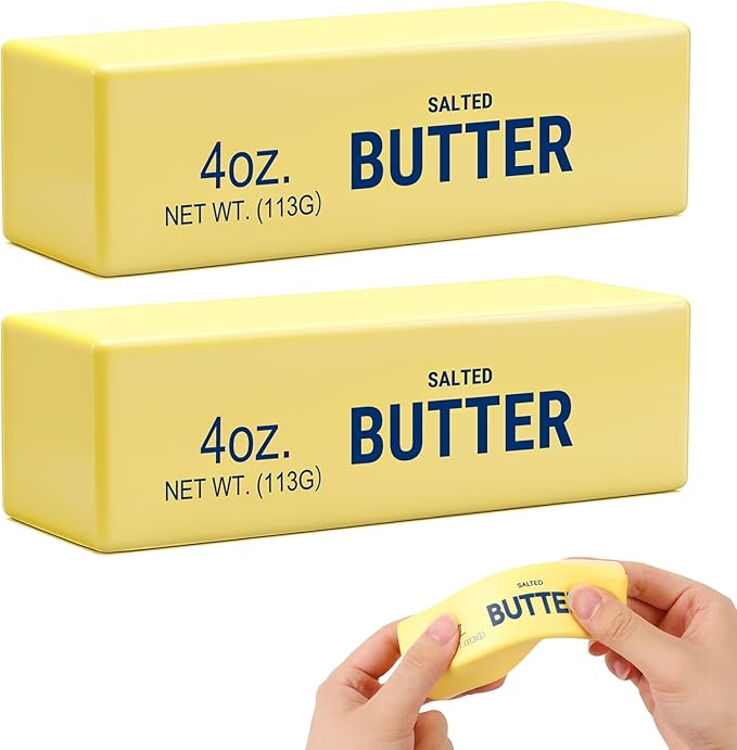 2Pack Slow Rising Dumpling Squishy Butter Squeeze Toys, Slow Rising Squishy,Squeeze Ball Realistic Butter Stick Soft Squeeze Toys for Anxiety and Stress Relief, Party, Gifts