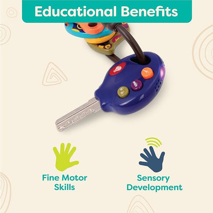 B. toys – LucKeys – Blue – Pretend Play Toy Car Keys – Key Fob with Lights & Sounds – Interactive Baby Toy – Pretend Keys for Babies, Toddlers – 10+ Months