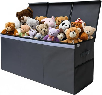 SoftOwl Extra Large Toy Storage Organizer with Lid - Sturdy, Collapsible Toy Chest Storage Box Design - Toys Bin with Dividers for Kids, Nursery, Bedroom, Playroom 37"x16"x14"
