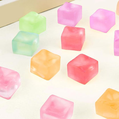 Hooqict 20Pcs Stress Cube Squishy Stress Balls Fidget Toys Square Squeeze Ice Cube Sensory Toys for Kids Adults Mini Squishies Stress Relief Party Gift Bag Fillers Birthday Goodie Bag Stuffers