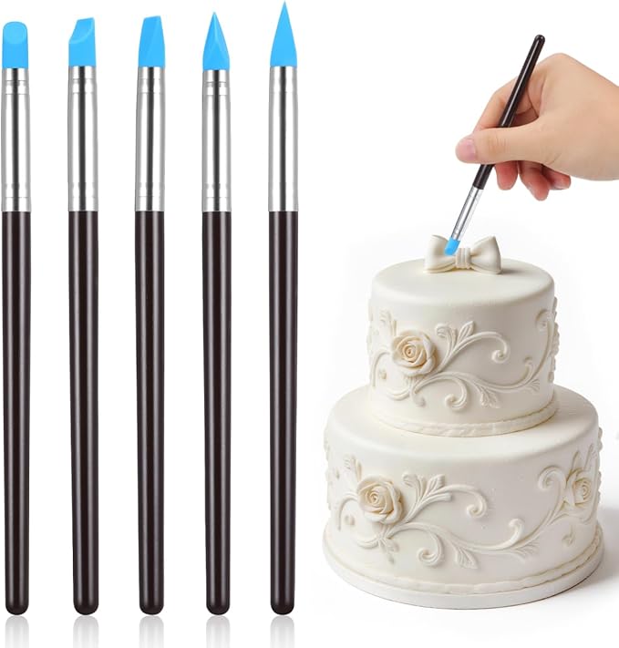 BESTonZON 5pcs Artist Paint Brush Set Silicon Brushes for Painting Masking Fluid Clay Molding, Silicone Sculpting Tools Clay Carving Tools Paint Color Silicone Brush Matching Tool for DIY Handicraft