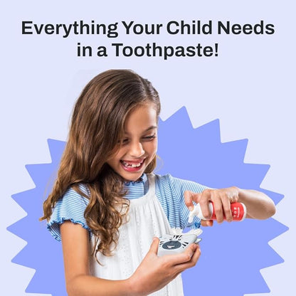 autobrush Kids Fluoride Foaming Toothpaste Bubblegum Flavor for Electric or U-Shaped Toothbrush, SLS-Free, Training Toothpaste, Anti-Cavity, Travel Friendly (1 Pack)