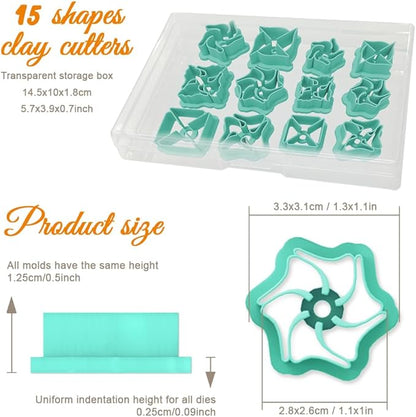 ORIGACH 12 Pcs Pinwheel Polymer Clay Cutters， Pinwheel Design Clay Cutters for Polymer Clay Jewelry Earrings with a Clear Storage Box
