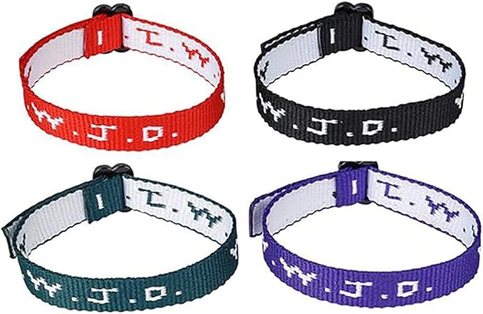 AMERICAN WIT Colorful W.W.J.D. Webbing Bracelets (48 Pack) (“What would Jesus do?”) Colors: black, army green, purple, bright red Religious Christian Wristband,