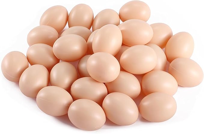 PowerTRC 30 Pcs Plastic Eggs Toys, Toy Food DIY Easter Eggs, Real-Life Size Faux Pretend Play Food Play Kitchen Accessories, Realistic Chicken Eggs