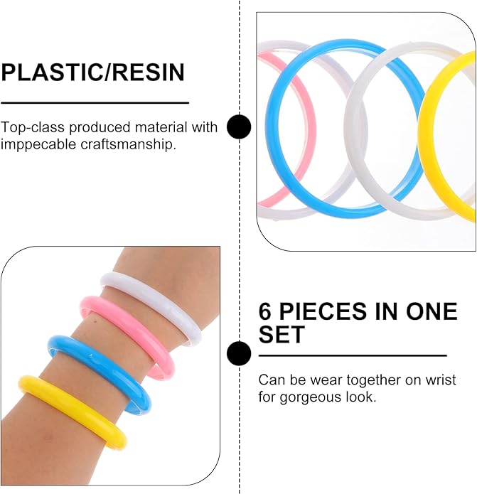 BESTOYARD 6pcs Plastic Bangle Bracelets Candy Color Bracelet Halloween Party Supplies Party Favors Pack for Home Birthday Party (Random Color)
