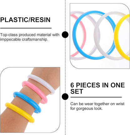 BESTOYARD 6pcs Plastic Bangle Bracelets Candy Color Bracelet Halloween Party Supplies Party Favors Pack for Home Birthday Party (Random Color)