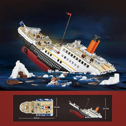 Cruise Sank Titanic Break in Half Building Block Set, 2882Pcs Titanic Blocks Cruise Ship Modle Kit, DIY Bricks Toys for Adults and Kids