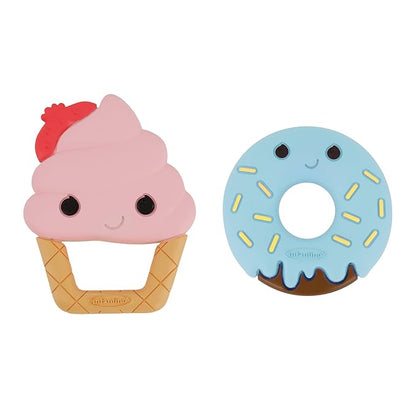 Infantino Sweet Tooth Silicone Teethers, Textured Ice Cream and Donut, 2-Pack