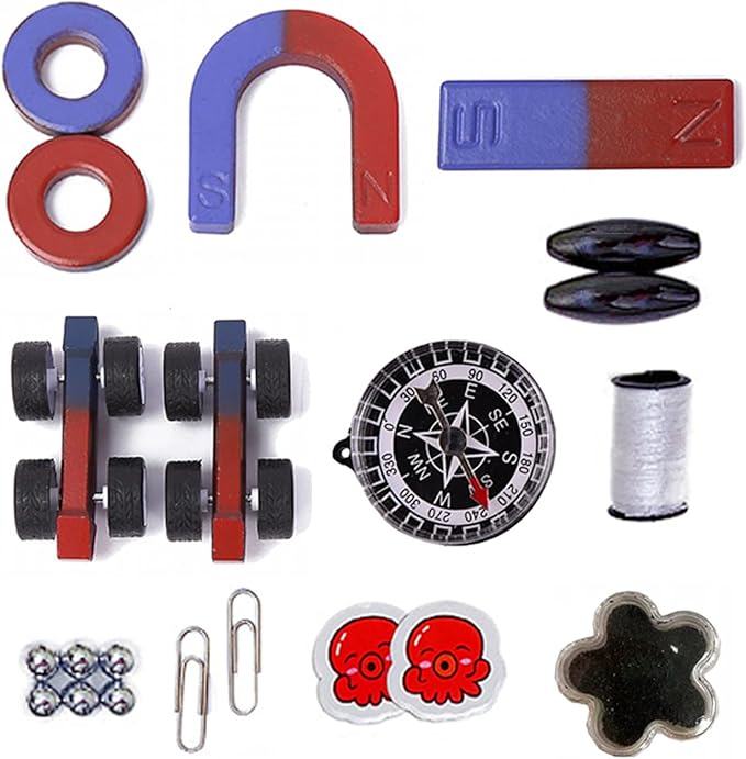 AOMAG Physics Science Magnets Set for Education Science School Classroom Experiment Tools for Kids Including Bar/Ring/Horseshoe/Compass Magnets