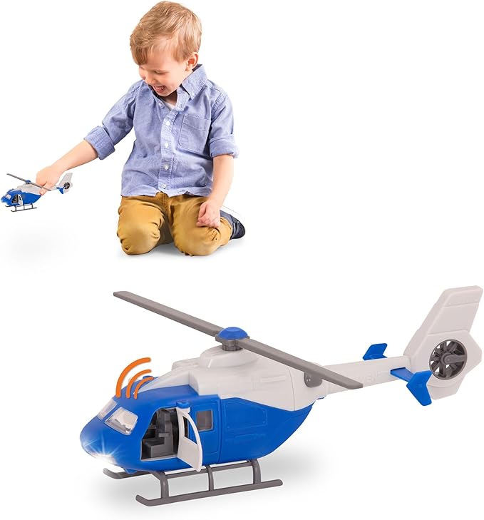 Driven by Battat – Micro 1:24 Scale – Helicopter Toy with Lights and Sound – Open-able Doors – Rescue Helicopter for Kids Age 3+