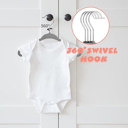 Kids Velvet Hangers 30 Pack, 11 Inch Size Non-Slip Baby Hangers, Space-Saving Nursery Hangers, Perfect Infant/Toddler Clothes Hangers for Daily Use(Grey)