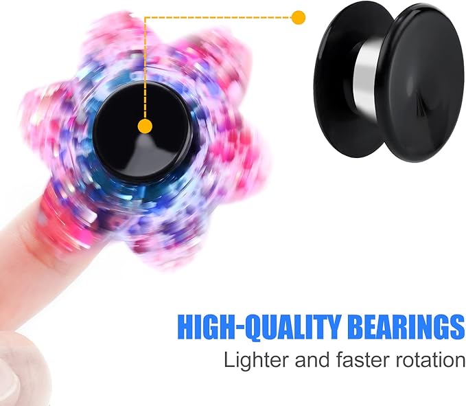 16 Pack Fidget Spinner Bearing and Cap Replacement Set, Chrome Steel Bearing Balls, High Speed 13mmx7mmx4mm Bearings Single Sealed Small Bearings for Fidget Spinner
