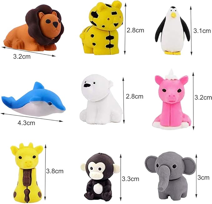 URSKYTOUS 35Pcs Animal Erasers Desk Pets for Kids Animal Pencil Erasers Bulk Puzzle Eraser Toys Gifts for Classroom Prizes,Game Reward,Treasure Box,Easter Egg Fillers,Goodie Bag Stuffers,Party Favors