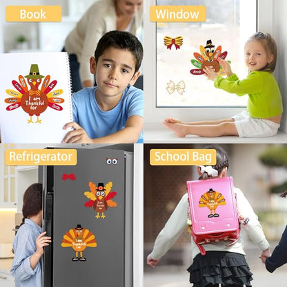 AKEROCK Thanksgiving Crafts for Kids, Make-a-Turkey Crafts Stickers for Kids Games/Activities/Gifts/Party Favors - 36 Sheets