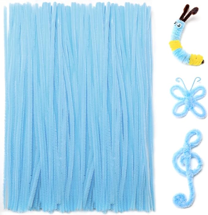 Praisebank Pipe Cleaners for Crafts (200pcs in Light Blue), 12 inch Long Pipe Cleaners, Light Blue Pipe Cleaners.…