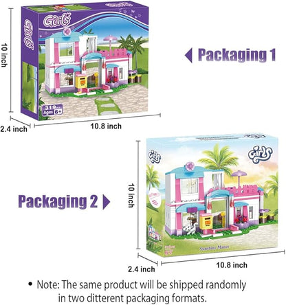 BRICK STORY Dream Girls Friends House Building Sets Beach House for Girls 319 PCS Seaside Villa with Swing Sun Lounger Building Kit Play Set Toys for Kids Aged 6-12