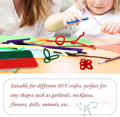 200 Pieces Christmas Pipe Cleaners, Craft Pipe Cleaners, Pipe Cleaners Chenille Stem, Pipe Cleaners Bulk,Art Pipe Cleaners for Creative Christmas Decoration Supplies Arts and Crafts Project