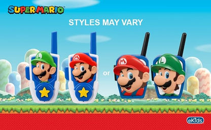 Super Mario Bros Walkie Talkies Kids Toys, Long Range, Two Way Static Free Handheld Radios, Designed for Indoor or Outdoor Games for Kids Aged 3 and Up