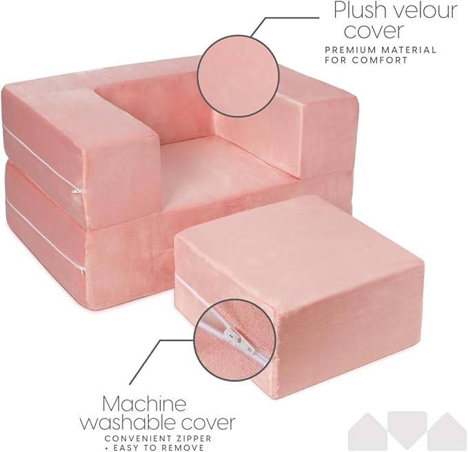 Milliard Kids Couch - Modular Kids Sofa for Toddler and Baby Playroom/Bedroom Furniture (Pink Small)