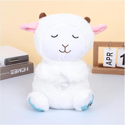 Relief Koala Breathing Stuffed Toy, Anxiety Relief Plush Breathing Animal, Sleeping Koala Plush Breathing with Musical Lights & Rhythmic Breathing Motion (C-Sheep)