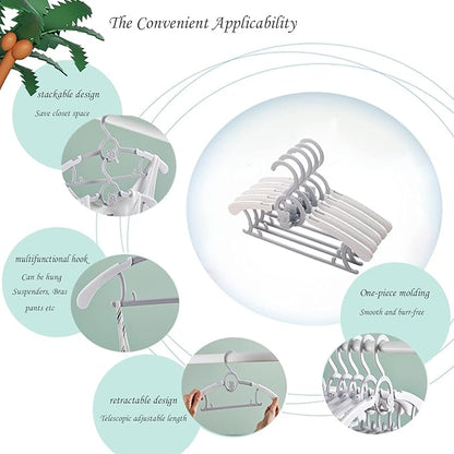 JSF Baby Nursery Closet Hangers, Ultra Thin Non-Slip and Extendable Laundry Infant Pant Hanger for Newborn Clothes 30pcs11-14 Adjustable Children Coat Hanger for Girl Boy Toddler Kids Child