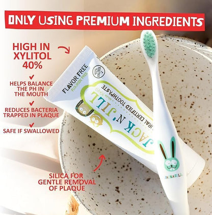 Jack N' Jill Natural Toddler Toothpaste for Baby, Kids and Infants 6 Months & Up, Fluoride Free Training Toothpaste for Toddlers 1-3 (1.76 Fl Oz (Pack of 2), Flavor Free)