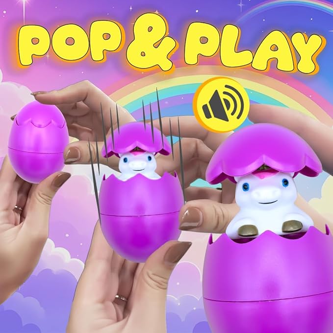 Egg Pops Talking Easter Egg Toy - Figure Pops Up & Plays Sounds, Easter Basket Stuffers for Teens - Interactive Kids Toys or Funny Gag Gifts for Teens, Cute Collectible Spring Character (Unicorn)