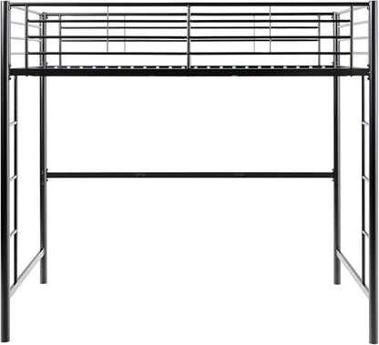 Walker Edison Timothee Urban Industrial Metal Twin over Loft Bunk Bed, Twin Size, Black