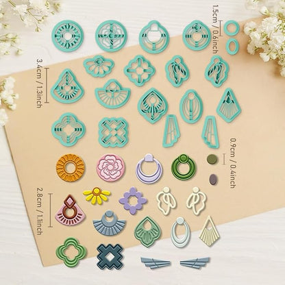 ORIGACH 19 Pcs Geometric Irregular Shape Polymer Clay Cutters Set Boho Earring Clay Cutter DIY Craft Supplies for Earring and Jewelry Making
