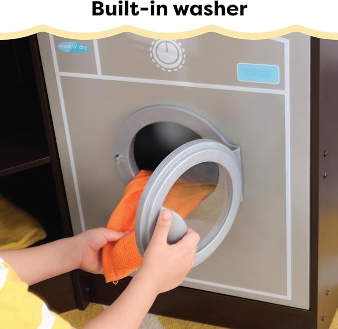 KidKraft Ultimate Corner Wooden Play Kitchen with Lights & Sounds, Play Phone and Curtains, Espresso, Gift for Ages 3+