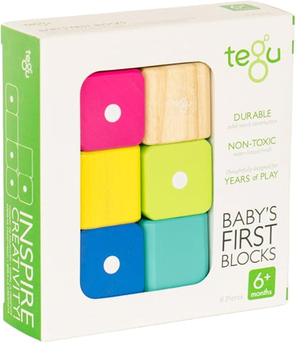 Tegu 6 Piece Magnetic Baby’s First Building Blocks, Tints